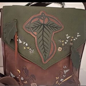 Her Universe Green and Brown Leaf Design Crossbody Bag